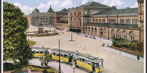 HANNOVER-_-1920-Dreiteiliger-Zug-der-offenen-„Elektrischen-am-Ernst-August-Platz-Ansichtskarte-von-Bartels-Kasten